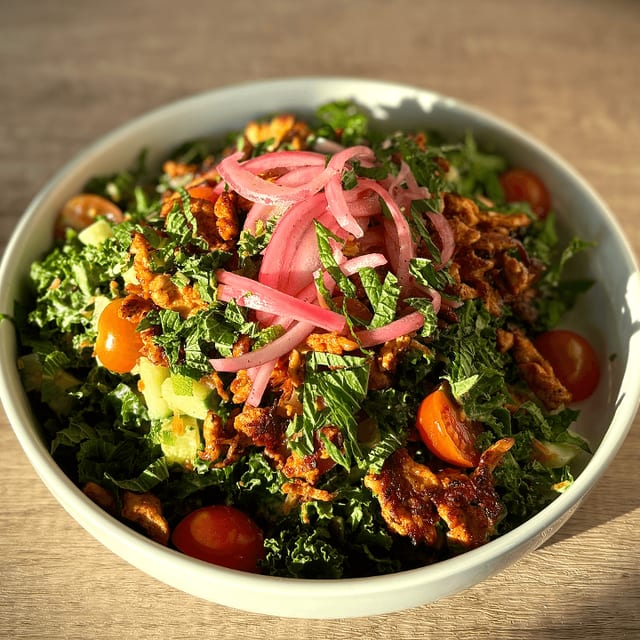 Crispy Rice & Chicken Salad.