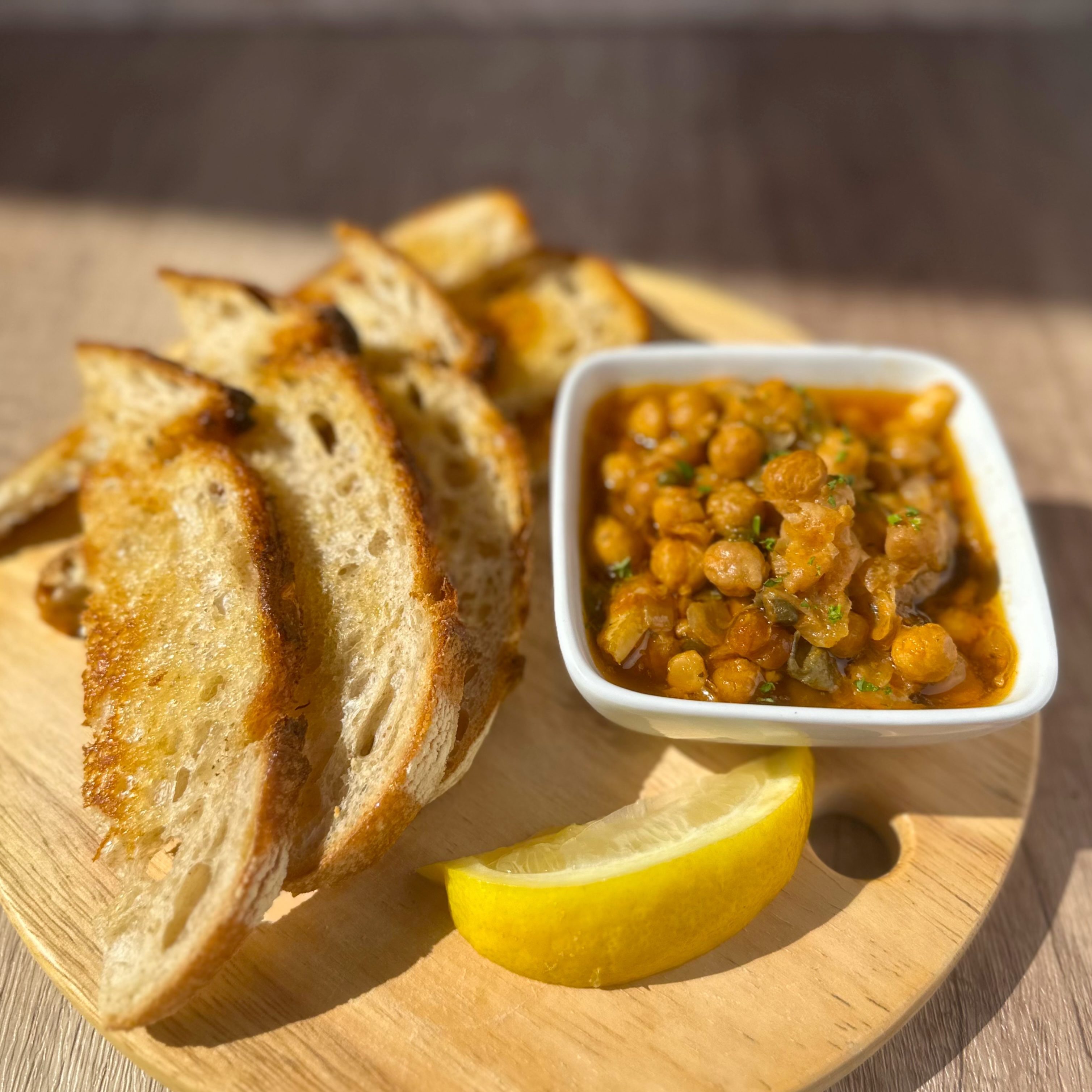 Olive Oil Braised Chickpeas.