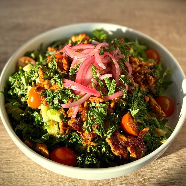 Crispy Rice & Chicken Salad.